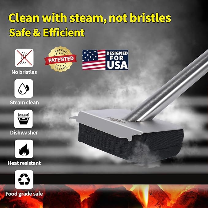XUDAKAIXIN Bristle-Free Steam Grill Brush,No Bristle Shedding— Ultra Safe & Efficient BBQ Grill Cleaner for Outdoor Grill, for Men, Dad, or Any Grill Lover﻿