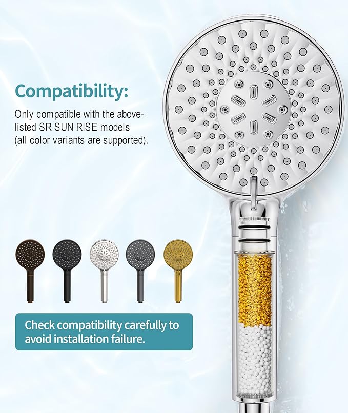 SR SUN RISE Shower Filter for Handheld Shower Head, NSF Certified 8 Pack Replacement Filters for Hard Water Remove Chlorine and Harmful Substances Only Fits SR SUN RISE Shower Head