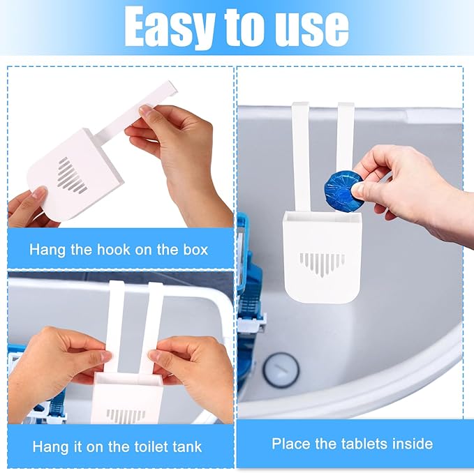 2 Sets Toilet Tank Pucks Holder, Hanging Toilet Bowl Carrier Hook Pucks Holder Hanger Bracket Caddy Avoids Crumbling from Water Tank