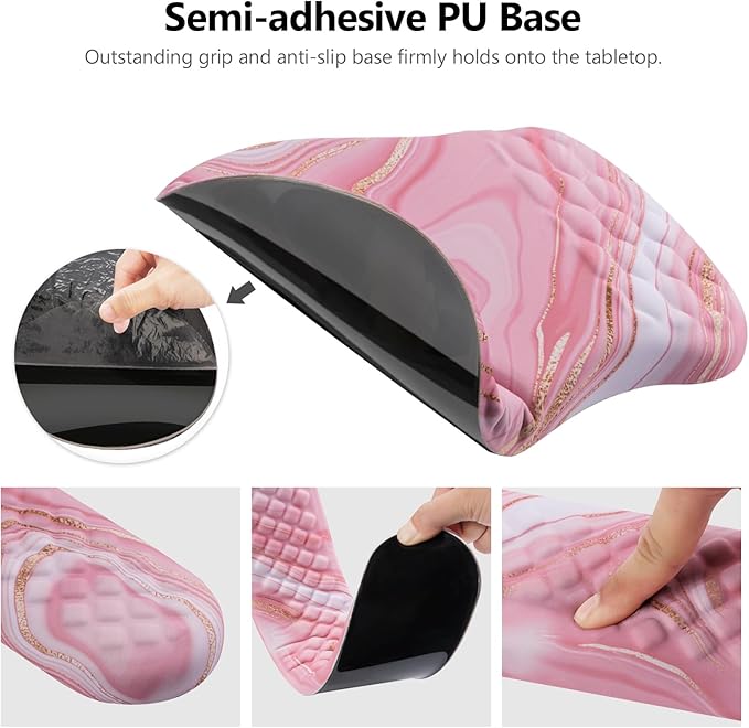 Mouse Pad Wrist Support, Laokiiy 2-in-1 Keyboard Wrist Rest + Ergonomic Mouse Pad, Non-Slip Wrist Rest for Computer Keyboard, Makes Typing Easy & Relieves Wrist Pain (Rose Gold Pink Marble)