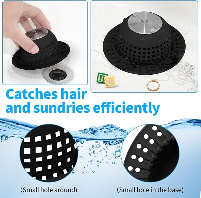 Shower Drain Hair Catcher Bathtub Drain Cover Shower Protector for Pop-Up & Regular Drains
