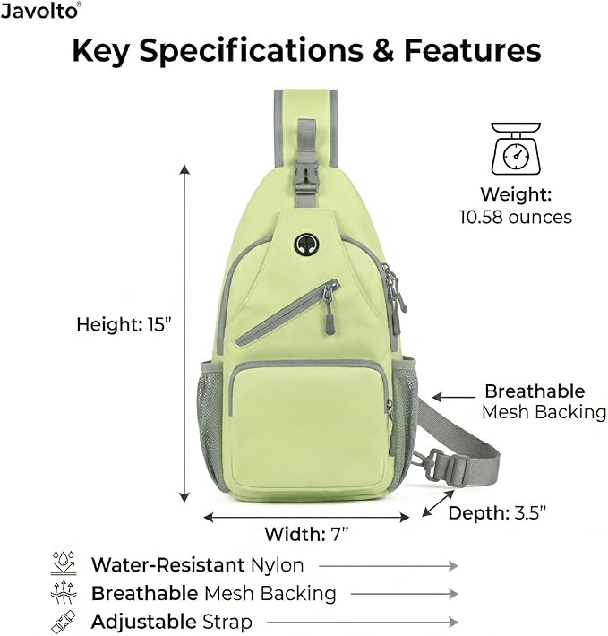 Sling Bag for Men Crossbody Backpack, Small Sling Backpack Men's Shoulder Bag, Casual Daypack Hiking Bag for Travel