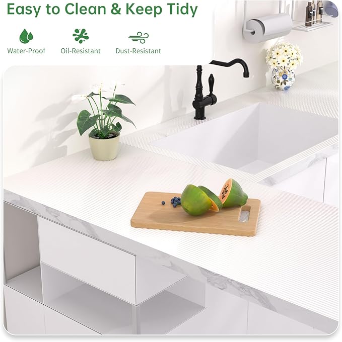 Shelf and Drawer Liner for Kitchen Cabinet, Non-Adhesive 24in x 240in Waterproof Durable Thickened EVA Material Easy-to-Cut Contact Paper Non Slip Mat for Refrigerator, Cupboard, Dresser