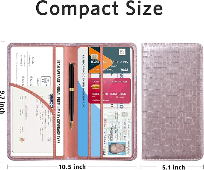 CoBak Car Registration and Insurance Holder - Vehicle Glove Box Car Organizer, Auto Truck Compartment Accessories Case with Magnetic Closure for Driver License, Cards