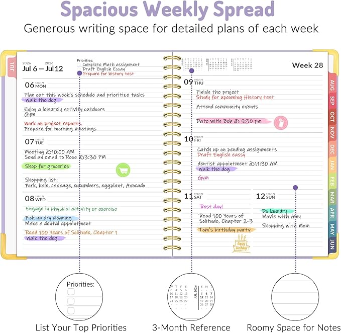 Forvencer Academic Planner 2026-2027, July 2026-June 2027 Weekly & Monthly Hardcover Calendar Planner, 8.5" X 11", Daily Agenda Book, School Office Notebook College Teacher Student Organizer A4, Black