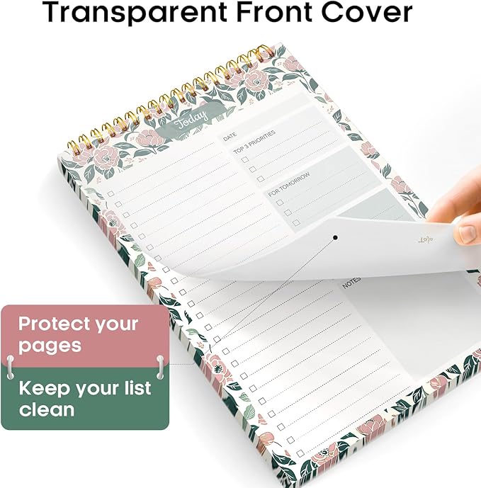 Taja To Do List Notepad - To Do List Notebook for Work with 52 Sheets, Undated Daily Planner Perfect for Daily Tasks and Goal Setting, Notepad Suitable for Office, Home & School - Rose Meadow