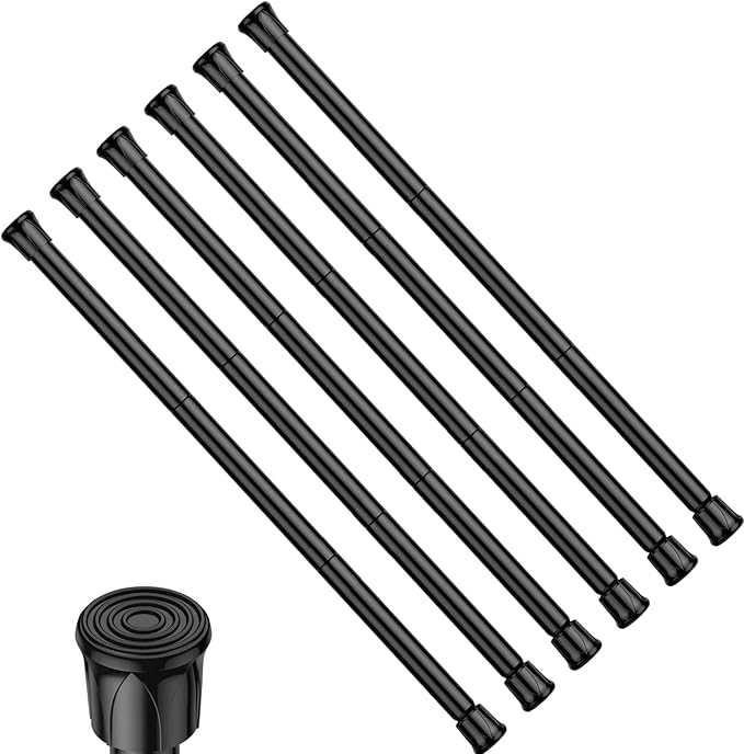 Tension Curtain Rod 28-48 inch Small Tension Rods Black Adjustable Spring Tension Curtain Rods 6PCS Mini Curtain Rod Short for Cupboard Closet Rod Kitchen Drawers No Drill Cupboard Cabinets