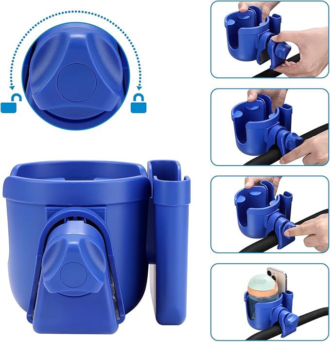 Accmor 2-in-1 Walker Cup Holder with Phone Holder, Wheelchair Cup Holder, Rollator Cup Holder, Cup Phone Holder for Walker, Wheelchair, Rollator, Mobility Scooter
