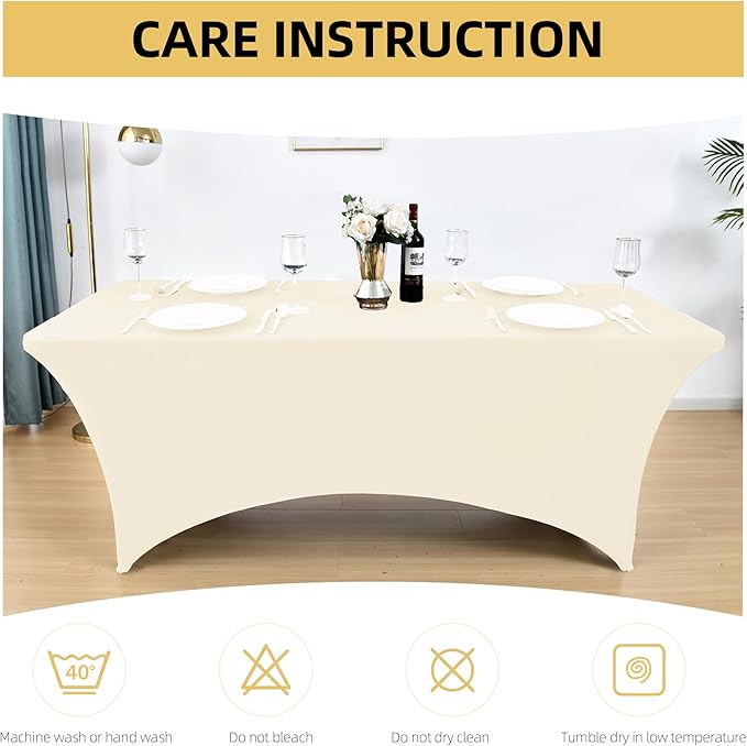 ZarzaaSik 10-Pack 6ft Spandex Table Covers for Rectangle Standard Folding Tables - Wrinkle Resistant Stretch Tablecloths - Ultimate Fitted Table Protector for Parties, Banquet, Wedding