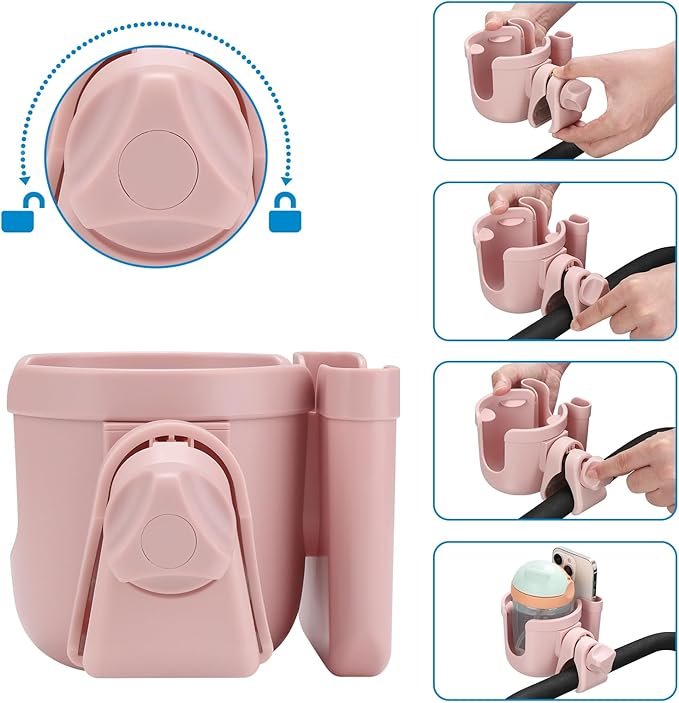 Accmor 2-in-1 Walker Cup Holder with Phone Holder, Wheelchair Cup Holder, Rollator Cup Holder, Cup Phone Holder for Walker, Wheelchair, Rollator, Mobility Scooter