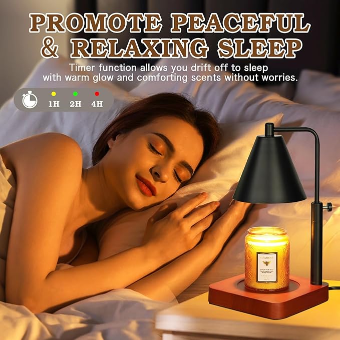 Modern Candle Warmer Lamp with Timer, Black Candle Lamp Warmer for Jar Candles, Birthday Gifts for Men, Dad, Women, Mom, Adjustable Metal Candle Lamp Dimmable, Christmas Gifts, Vintage Home Decor