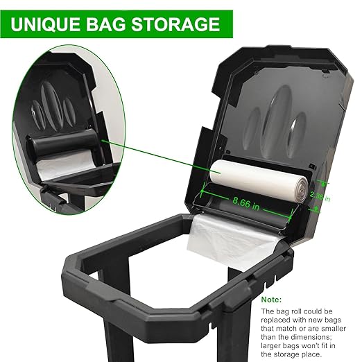 HolaKit Collapsible Trash Bag Holder with Reinforced Legs and Bonus Inner Storage Compartment, Portable Trash Can, Outdoor Waste Bin with 20 Bags Included for Camping, RV, Picnic, and Home Use
