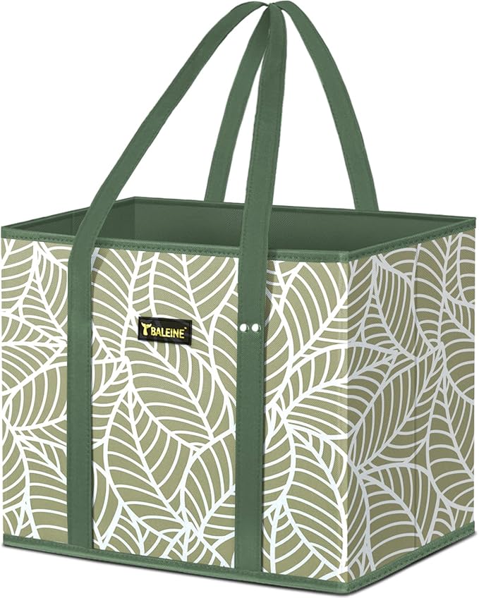 BALEINE 1-Pack Reusable Grocery Bags, Foldable Shopping Bags for Groceries with Reinforced Bottom & Handles (Antique Foliage)
