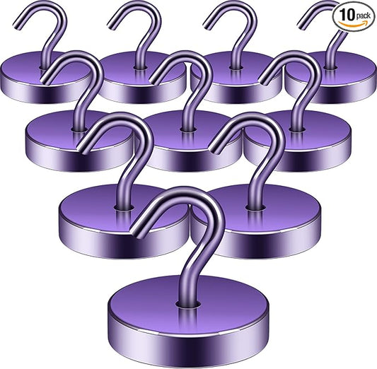 Neosmuk Magnetic Hooks, Cruise Ship Essentials, 100lb+ Heavy Duty Magnetic Hooks for Cruise Cabins, Refrigerator, Grill, Hanging, and Travel | Extra Strong Must-Haves Magnet Hook,Purple