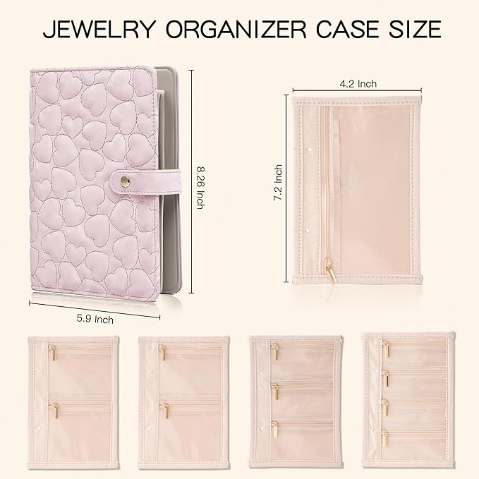 Travel Jewelry Organizer Case, Jewelry Storage Roll Bag for Women, Tangle-Free Portable Storage for Necklaces & Earrings/Rings/Bracelets, Jewelry Storage Book, Waterproof Organizer Bag