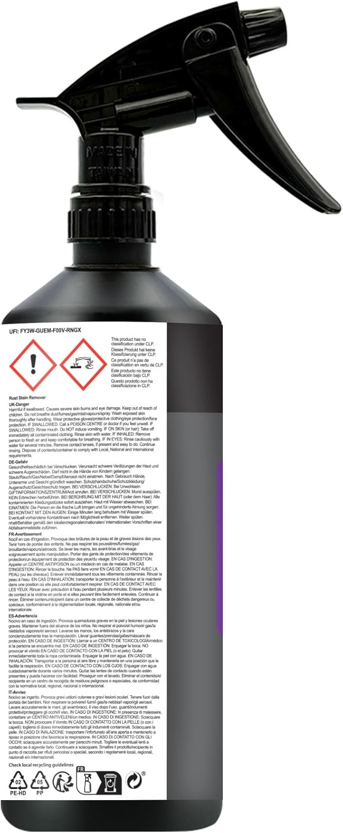 JENOLITE Rust Stain Remover 500 ml (16.9 fl oz) for Patios, Sinks, Toilets, Walls & Sidings. Fast-Acting Spray-On Cleaner & Wipe-Off Solution for Metal, Concrete & Tile. Made in Britain.