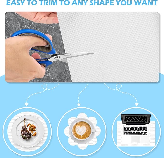 MooiFun Drawer Liners, Waterproof Shelf Liner, Anti-Slip Non-Adhesive BPA Free Kitchen Cupboard Cabinet Liner Refrigerator Fridge Mats Sink Protector Strong Durable for Home (White/11.8in x 20Ft)