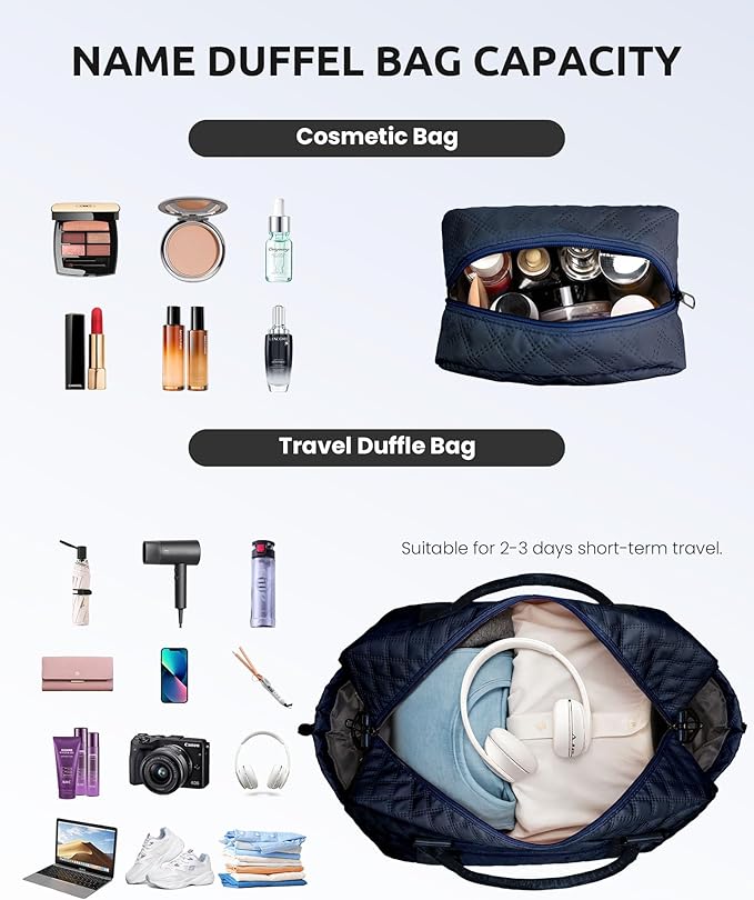Bags for Women College Gifts - Initial Duffle Bag with Shoe Compartment, Weekender Bag, Monogram Overnight Bag, Letter Travel Bag with Makeup Bag, Bachelorette Gifts for Bride (Letter Q)