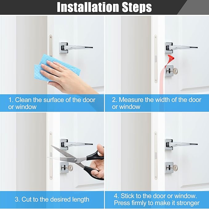 Draft Seal Tape for Doors and Windows 1 in x 40 Ft Silicone Weather Stripping Extra Thick 2mm Door Seal Strip with Strong Adhesive Draft Insulation Stopper Side Seal - Clear