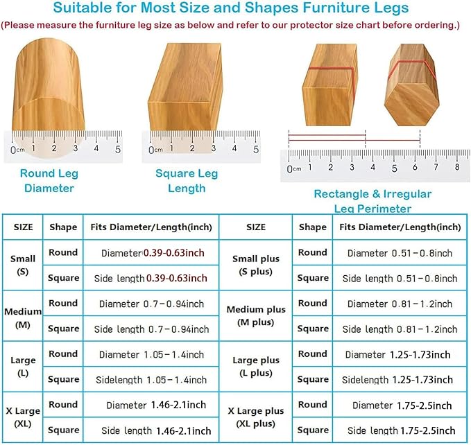 16 Pack Chair Leg Floor Protectors for Hardwood Floors, Round Rubber Furniture Sliders, 360°Felt Pad Bottom Wrapped Thickening Silicone Furniture Legs Caps Covers(Round,Clear-Brown-XL)