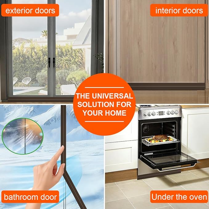 Door Draft Stopper for Bottom of Door, Adjustable Weather Stripping Door Seal for Cold Insulation, Under Door Sweep for Exterior & Interior Doors, Door Bottom Seal Blocker Noise (39inch,Brown)