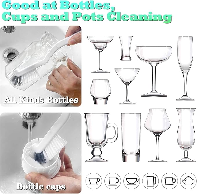 2Pcs Cleaning Brushes, Multi-Purpose Right Angle Brush for Scrubbing Kitchen, Coffeeroom, Tearoom Deep Cleaning of Edge, Corner, Crevices, Grout, Scrubbing Bottles, Cups, Jars, Cans for Household Use.