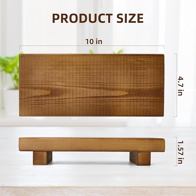 Handmade Solid Wood Soap Riser Stand - Rustic Farmhouse Style Tray for Kitchen, Bathroom & Home Décor | Stable Wooden Soap Holder & Countertop Organizer (10x4.7 Inch)