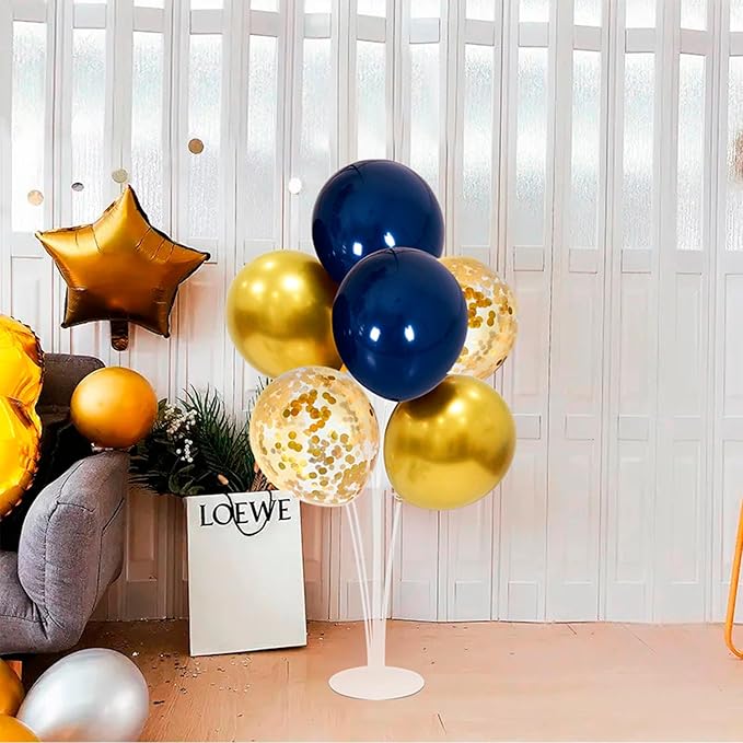 4 Set Blue Gold Balloon Stand Balloon Centerpieces Table Decorations for Birthday Wedding Anniversary Retirement Graduation Decorations Class of 2026 New Years Eve Party Supplies