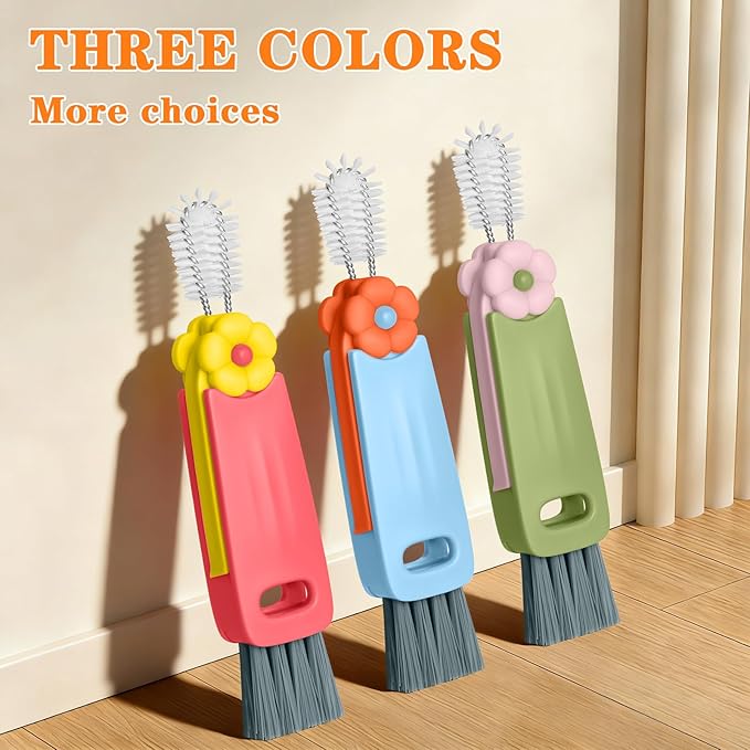 3 in 1 Cup Lid Cleaning Brush Set, Multifunctional Bottle Crevice Cleaning Brush, Portable Cup Lid Gap Cleaner, Water Bottle Cleaner Brush, Home Kitchen Cleaning Tools