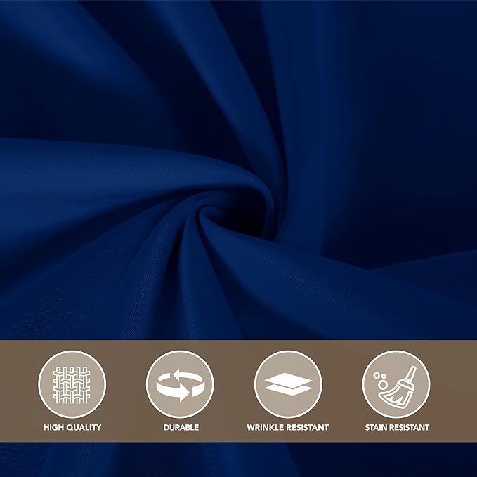 sancua Round Tablecloth 132 Inch Diameter, 6 Pack - Circle Polyester Fabric Table Cloth for Wedding Party Reception Banquet Birthday, Washable Formal Table Cover (Fit 54-96 Inch Tables), Navy Blue