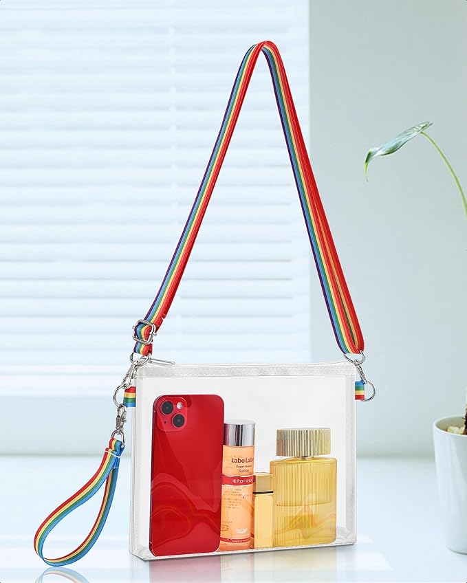 Bagenius Clear Bag for Stadium Events, Clear Purse with Detachable Strap, Sports fan Handbag Purses for Game Day and Concert