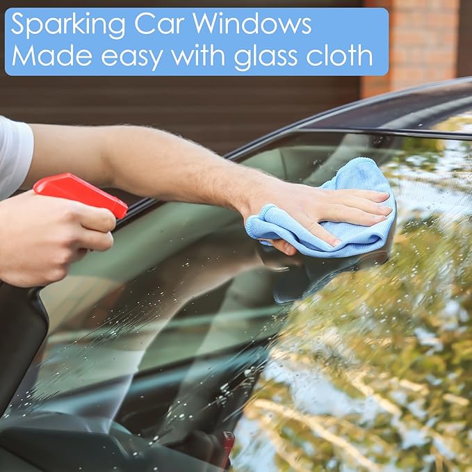 24 Pack Microfiber Glass Cleaning Cloth 16 Inch X 16 Inch Polishing Cloths Glass Cleaning Towel Lint Free Cloth for Cleaning Windows, Glasses, Mirrors, Windshields, Stainless Steel