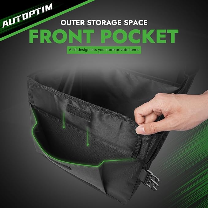 AUTOPTIM Car Trunk Organizer - 85L Collapsible Car Organizer with Non Slip Bottom for Groceries, Trunk Storage with Base Panel for SUV Sedan Van, 3 Compartments (Black, X-Large)