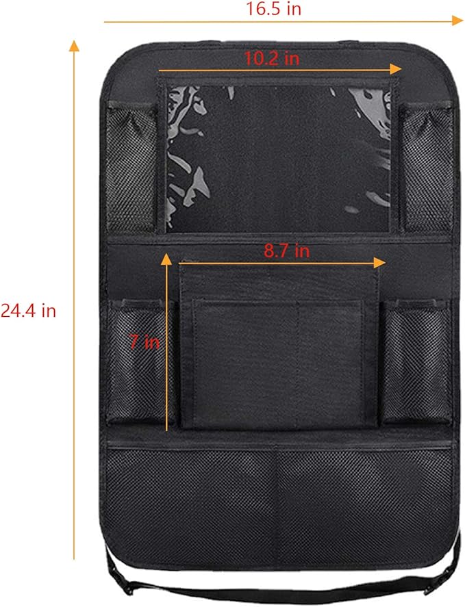 Tianle Backseat Car Organizer - Premium Car Organizer with 10" Table Holder, 9 Pockets, Road Trip Essentials for Travel Accessories (2 Pack)