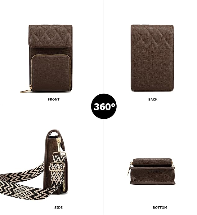 myfriday Small Leather Crossbody Bag for Women with Guitar Strap Mini Crossover Bags & Shoulder Purses with 2 Card Slots