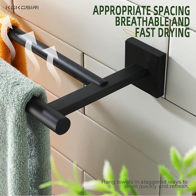KOKOSIRI 36'' Towel Rails Bathroom Towel Bars Matte Black 36 Inch Bath Towel Holder for Washroom Kitchen Wall Stainless Steel B5005BK-L36