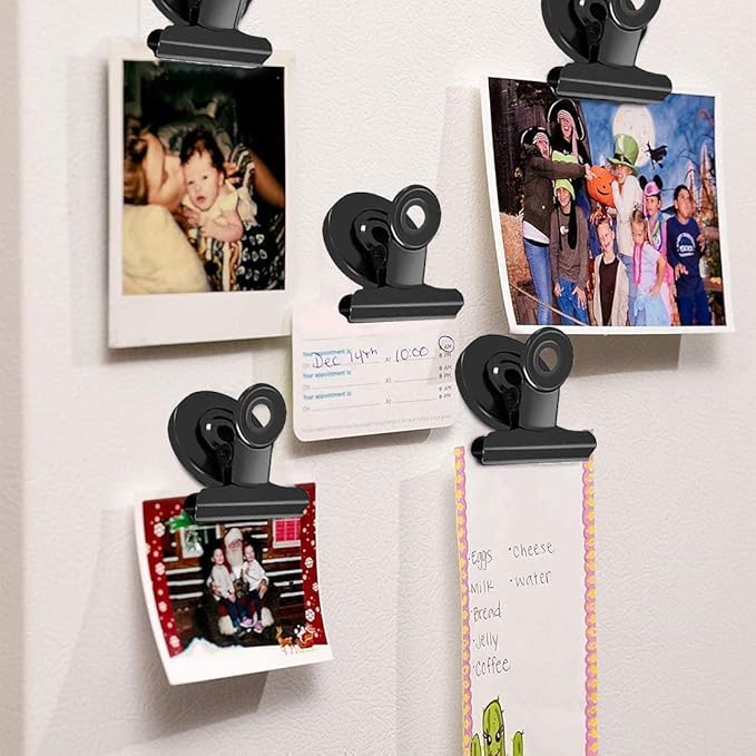 VNDUEEY 20 Pack Black Fridge Magnets Magnetic Clips Refrigerator Magnet, Magnet Clips for Whiteboard Locker, Clip Magnets for Home, School, Office, Magnetic Paper Clip Holder