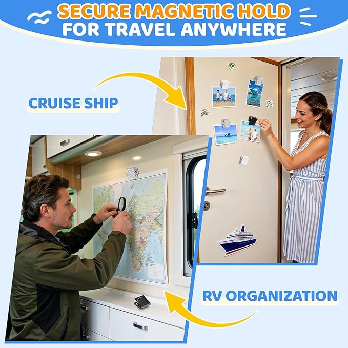Grtard 48 Pack Magnetic Clips Heavy Duty, Magnet Clips for Fridge, No-Scratch Magnetic Clip for Refrigerator, Strong Magnets with Clip for Cruise Cabin, Whiteboard, Locker, Note List, Photo Display