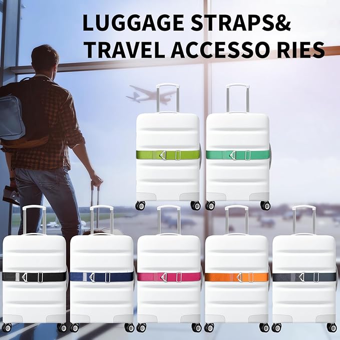 TOOVREN 2-in-1 Travel Belt for Luggage Straps Add a Bag Bungees Suitcase Luggage Strap Over Handle Suitcases Belt for Carry On Bag Adjustable Backpack Attachment Airport Travel Accessories Light Blue