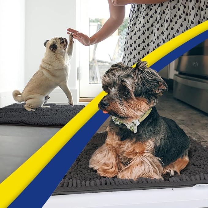 Muddy Mat® | Super Absorbent Door Mat Indoor, Microfiber Quick Dry Chenille Entryway Rug, Non-Slip Front Door Mat, Indoor Mats for Entryway, Machine Washable Pet Rug, Charcoal 24" x 96"