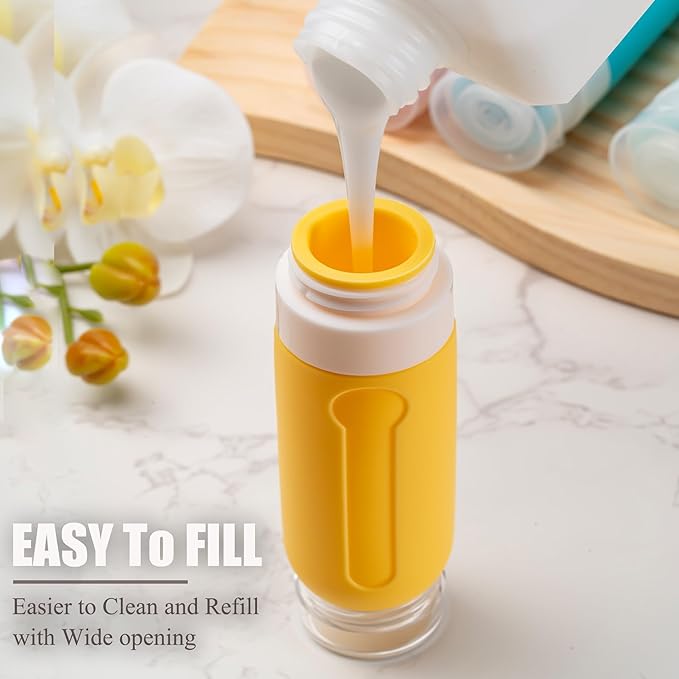MODENGKONGJIAN Travel Bottles for Toiletries,TSA Approved Silicone Squeezable Travel Shampoo Bottles, 3oz Leak Proof Refillable Toiletry Cosmetic Containers （15 Pcs/Colorful）