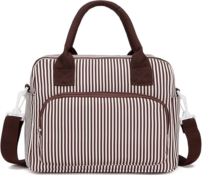 Lunch Bag Women Lunch Box for Women Adult Cute Insulated Lunch Bag Lager Cooler Lunch Tote Bags for Work Picnic (Coffee Stripes)