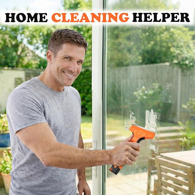 JETMORE Razor Blade Scraper, Scraper Tool with 15 PCS SK5 Steel Blades, Razor Scraper, Ergonomic Handle with Blade Storage Box, Scraper for Cleaning Windows, Glass, Oven, Stove, Kitchen, Floor, Paint