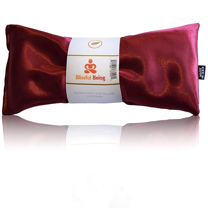 Lavender Eye Pillow - Hot or Cold Weighted Satin Eye Mask perfect for Sleeping, Yoga, Meditation - Gifts for Women, Birthday, Teachers - Natural Herbal Relaxation (Ruby)