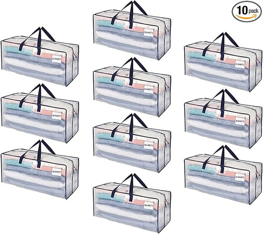 VENO 10 Pack Heavy Duty Moving Bags with Backpack Straps, Zippers & Handles, Extra Large Packing Bags for College Dorm Essentials, Moving Supplies Alternative to Cardboard Moving Boxes