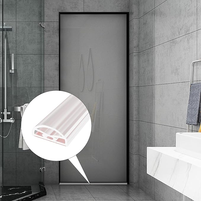 78" Transparent Shower Threshold Water Dam Stopper for Dry and Wet Separation, Self-Adhesive Collapsible Walk-in Shower Splash Guard Seal Strip, Silicone Sink Edge Water Barrier for Bathroom, Kitchen