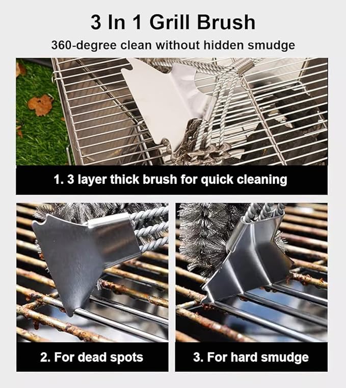 Grill Brush Grill Cleaning Kit, Grill Cleaner BBQ Grill Accessories Bristle Free, Grill Brush for Outdoor Grill BBQ Brush for Grill Cleaning (Pack of 1)
