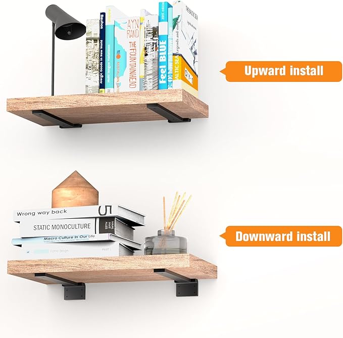 Floating Shelf Brackets 10 inch 4 Pack L Brackets for Shelves Black Metal Heavy Duty Shelf Bracket for DIY Decorative with Mounting Hardware