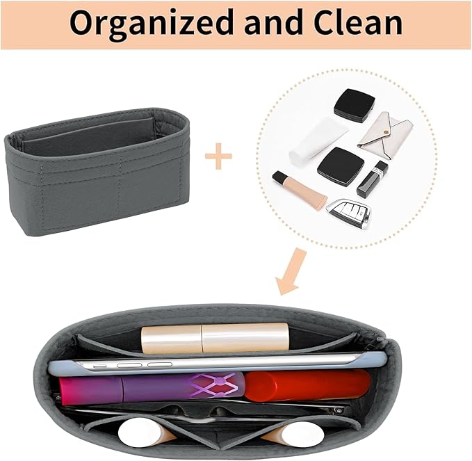 Felt Mini Organizer Insert for Longchamp mini XS Bag, Purse Organizer Insert For Handbag (LightGrey)