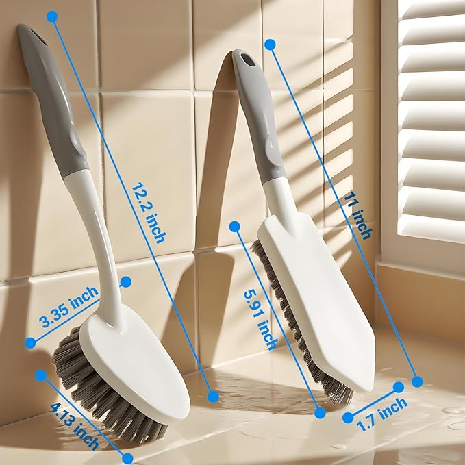 SSINBOANGI 2 Pack Heavy Duty Scrub Brush Set with Hard Bristle, Cleaning Brush Designed for Bathroom, Shower, Bathtub, Tub, Carpet, Floor, Grout, Tile